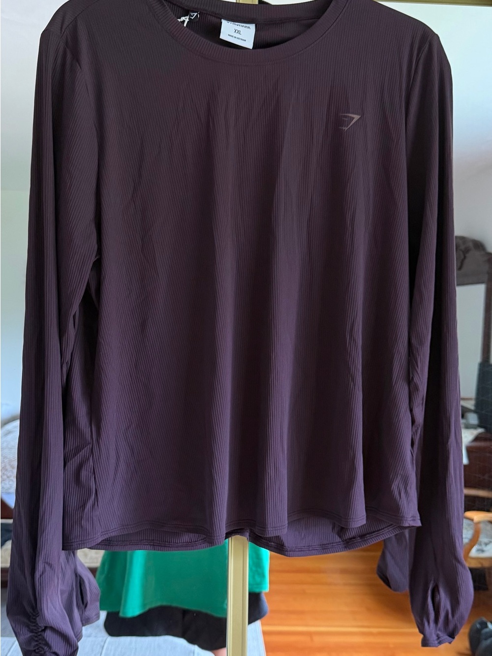 Gymshark Ribbed Long Sleeve Top in Deep Plum